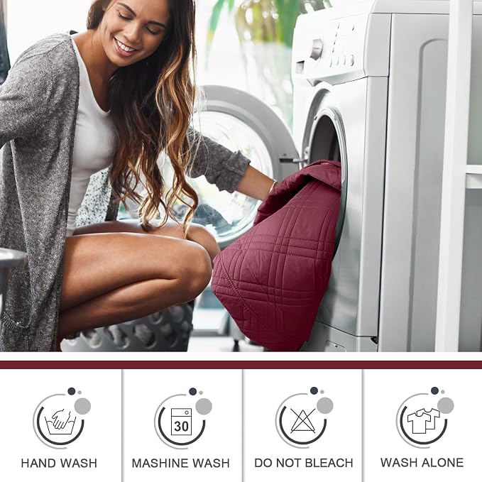 TAOCOCO 100% Waterproof Recliner Chair Cover, Non Slip Recliner Covers for Recliner Chair with Pocket, Washable Reclining Chair Cover Furniture Protector for Kids, Pets(23.6'', Wine) - Image 7
