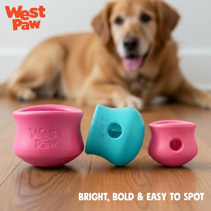 WEST PAW Zogoflex Toppl Interactive Treat Dispensing Puzzle Dog Toy for Mental Stimulation & Enrichment-Holds Kibble & Treats-Lickable, Freezable & Dishwasher Safe-Made in USA-XL-Geranium (Pack of 2) - Image 5