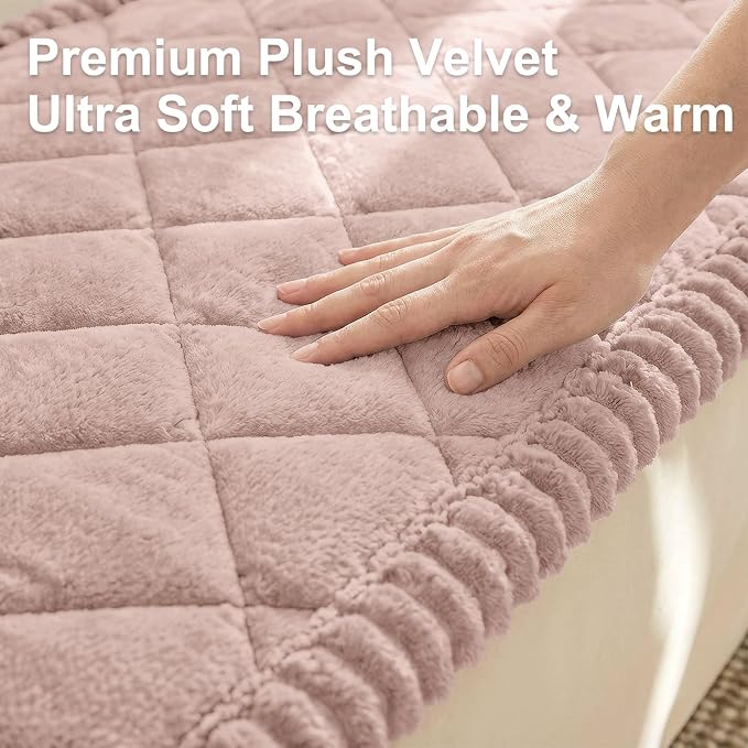 Smiry Non Slip Couch Cover for Dogs, Fuzzy Plush Pet Sofa Protector | Washable Furniture Cover for Large Dogs & Cats, Scratch & Dirt Resistant, For 3 Cushion Couch, Dusty Pink, 27.6"x82.7" - Image 5