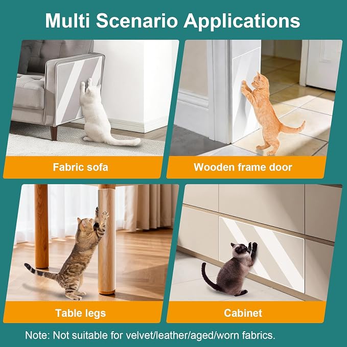 Cat Couch Protector, Transparent Anti Scratch Furniture Protector, Self-Adhesive & Waterproof Tape, Shields Couches, Sofas, Chairs from Cat Claws & Damage(200in x 16in) - Image 5