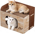 Cat Houses for Indoor Cats, Two-Story Cat Bed Cube for Multiple Small Kittens, Removable Felt Cat Cave Hideaway Condo with Fluffy Ball, Scratch Pad by GONPETGP