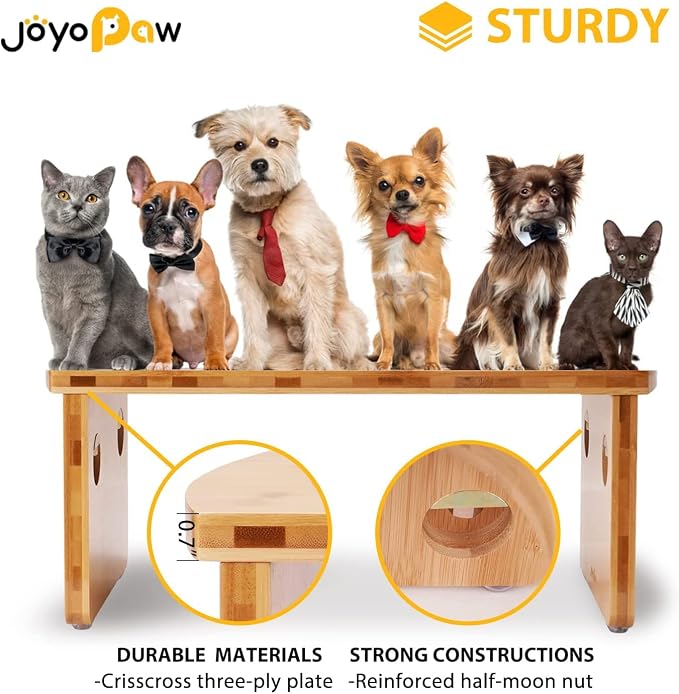 Elevated Dog Bowls, Bamboo Raised Dog Bowl for Medium Dogs, with 2 Stainless Steel Bowls (7'' Tall-40 oz Bowl) - Image 4