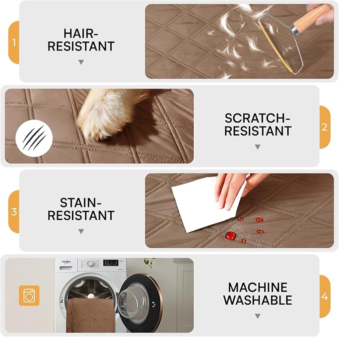 Luciphia Waterproof Couch Cover for Dogs, Non-Slip Pet Sofa Protector | Non-slip waterproof couch cover scratch-resistant machine washable protects sofa bed, Light Brown, 40" x 50" - Image 4
