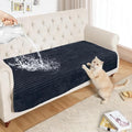 NAISI Couch Covers for Dogs Waterproof Flannel Striped Sofa Cover Pet Friendly Washable Dog Mat for Couch Anti Slip Sectional Sofa Slipcover Protector(1pc/35"x 63",Dark Navy) by NAISI