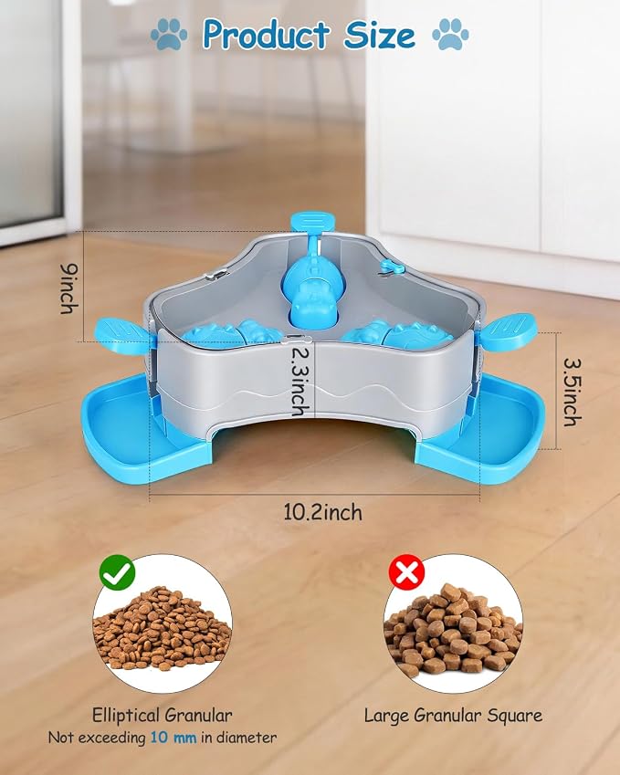 Dog Puzzle Toy, 3-in-1 Interactive Dog Puzzle Toys Press-Type Dog Treat Dispenser Toy Dog Enrichment Toy No-Slip Dog Slow Feeder Interactive Brain Training Toy for Smart Dog Cat, Blue - Image 5
