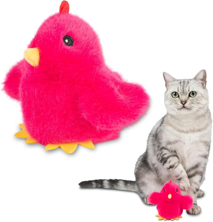 Best Pet Supplies Catify Interactive Flapping Cat Toy - Chick, Fuchsia | Catnip Infused, Motion Activated Wings, Realistic chirps, Soft, Rechargeable, For Indoor Kittens & Cats, Independent Play by BestPetSuppliesLLC