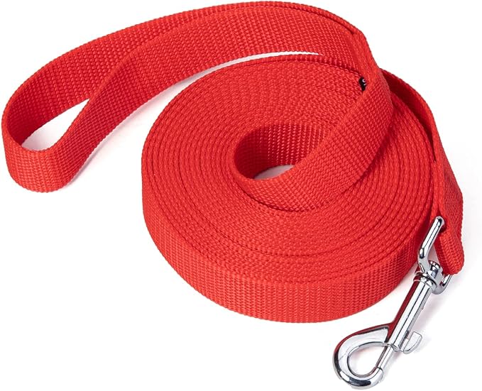 Strong Durable Nylon Dog Training Leash, 1 Inch Wide Traction Rope, 6 ft 10ft 15ft Long, for Small and Medium Dog (Red, 15 Feet) by Siumouhoi