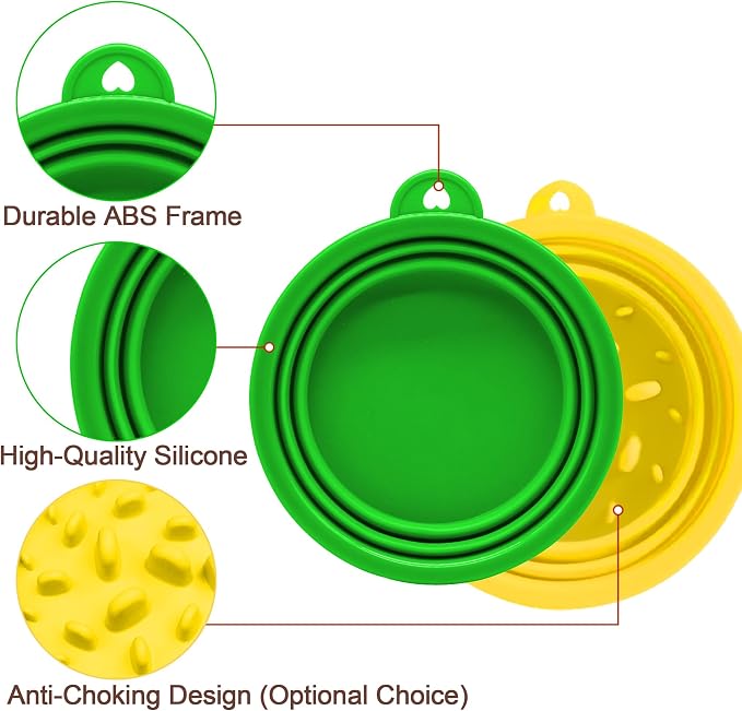 Small Collapsible Dog Bowls (12oz), 1 Pack Pet Travel Foldable Bowl with Carabiners, Healthy, Soft Silicone, Portable Essential Set for Walking, Travel, and Hiking (Green) - Image 4