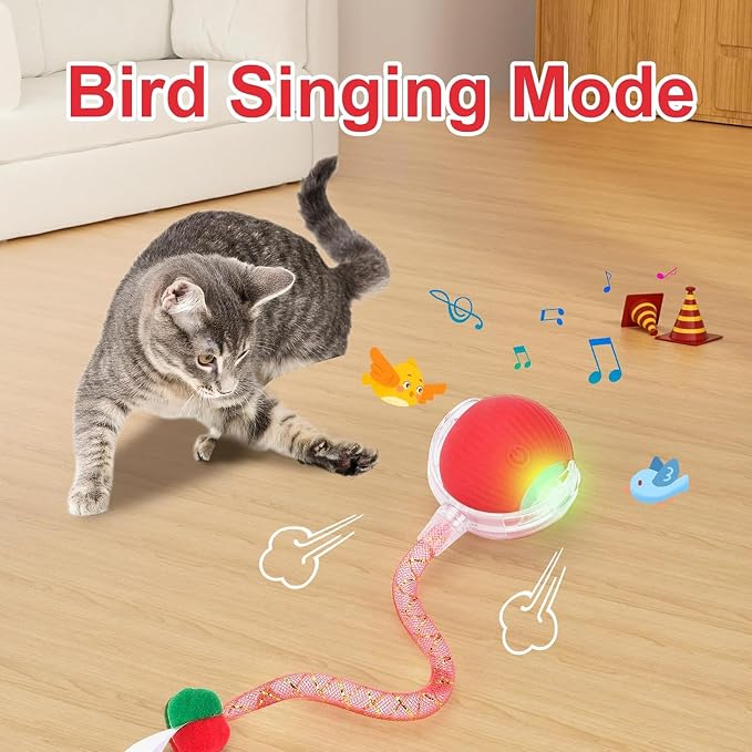 2 Packs Speed 2.0 Tail Interactive Cat Toys for Indoor Cats, Moving Cat Toy | Chirping & Motion Activate Cat Toy, Smart Kitten Toys Rolling Ball Moving Ball, Electric Dog Cat Ball for Enrichment Exercise - Image 7