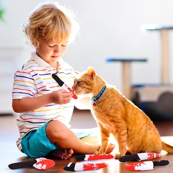 FOIMAS 6pcs Catnip Toys,Knife Shaped Catnip Toys Horror Teething Chew Plush Toys for Cat Kitten Teeth Cleaning Inreractive Toys Indoor Outdoor Halloween Christmas - Image 6