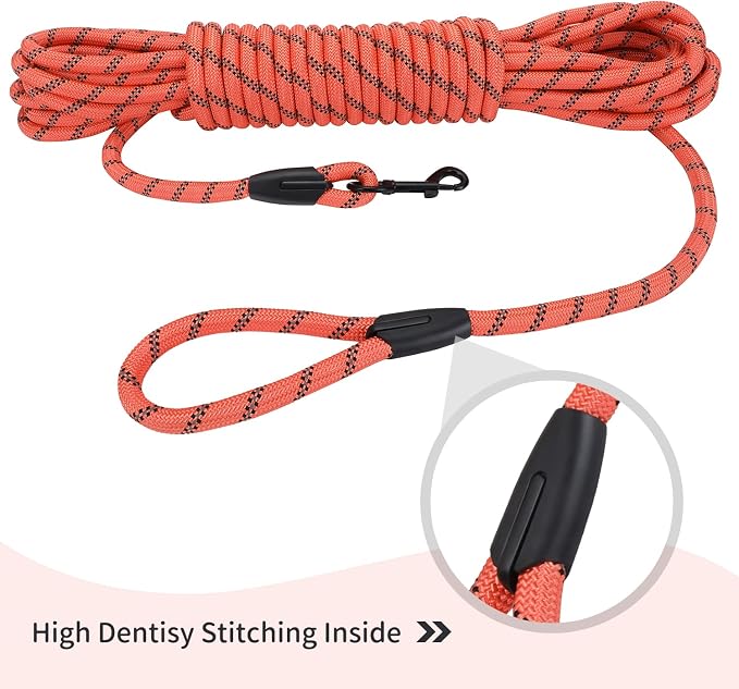 Long Dog Leash for Training 20Ft-Reflective Nylon Rope with Swivel Hook-Recall Agility Lead for Large Small Medium Dogs Outside Walking Hiking-Orange - Image 5