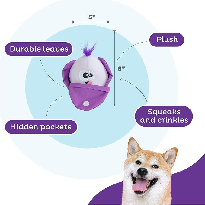 Outward Hound by Nina Ottosson Hide N' Find Interactive Plush Dog Puzzle, Durable Dog Toy, Plush Enrichment Toys, Cauliflower, Purple - Image 3
