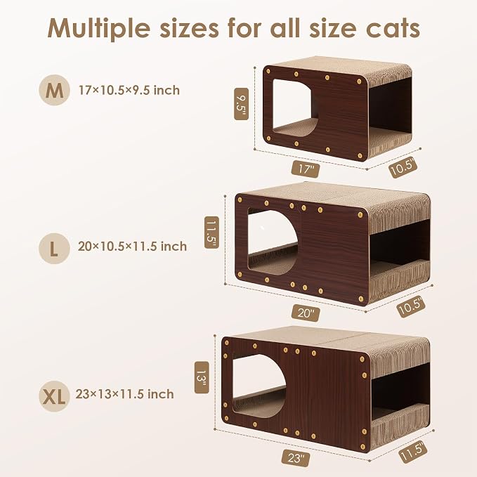 EHEYCIGA Cardboard Cat Scratcher House, 23-Inch Cat Scratch pad, Dark Brown | Cat Scratching Board for Indoor Cats, High-density Corrugated Paper, Multi-function, Anti-scratch, Easy Install, Extra Large - Image 6