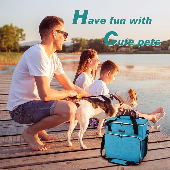 BAGLHER Dog Travel Bag, Pet Travel Bag (ALL Pet Travel Supplies), With 2 Pet Food Containers and 2 Collapsible Silicone Bowls; Essential Kits for Pet Travel Sky Blue - Image 7