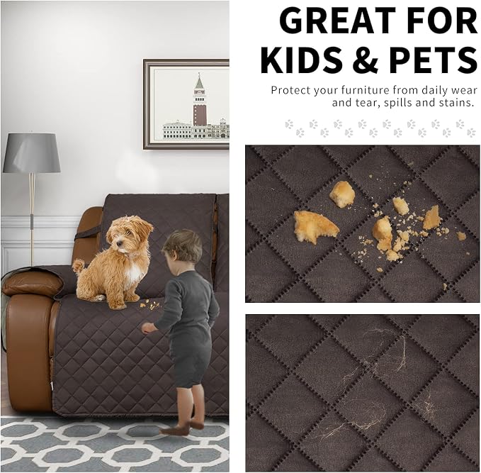 Easy-Going Reversible Couch Cover for 3 Seat Recliner Sofa, Chocolate/Beige | Washable Sofa Slipcover For Dogs, Sofa Cover For Recliner, Furniture Protector Mat, Pet Friendly - Image 3