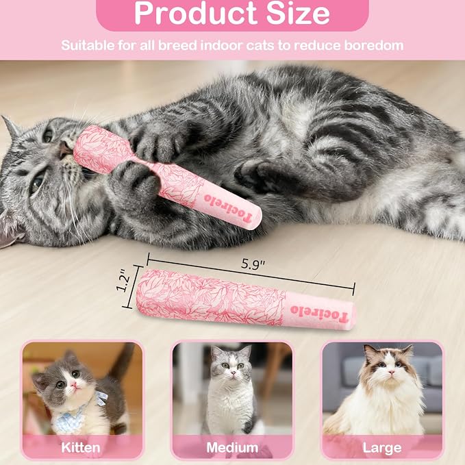 Tocirelo Catnip Toys for Cats, 100% Pure 45000mg Organic Natural Catnip | 3Pack Funny Pink Cat Nip Toys Bite-Resistant, Safe Kitten Teething Kicker Toys for Indoor Cats, Soft Plush Cat Chews 5.9inch - Image 7