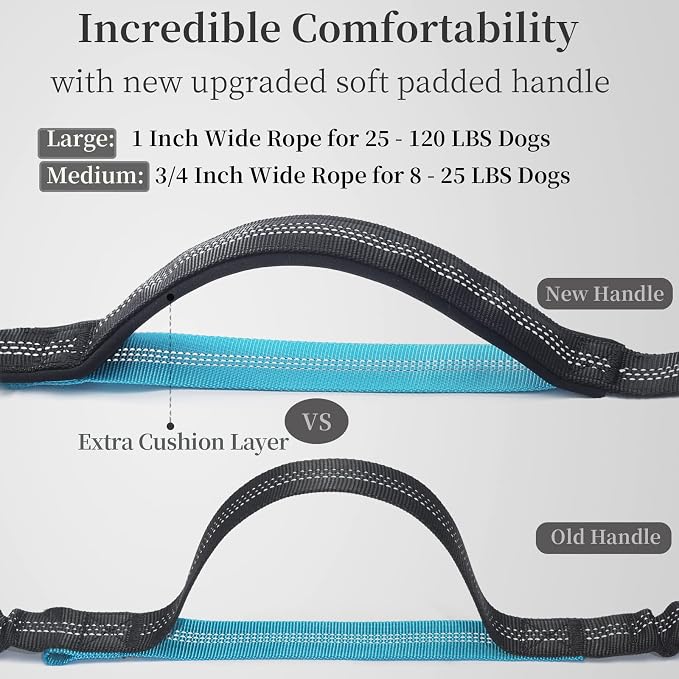 Hands Free Dog Leash with Zipper Pouch, Large, 25-120 lbs, Black | Waist Leash, Dual Padded Handles, Shock-Absorbing Bungee, Adjustable Waist Belt, Walking and Running - Image 3