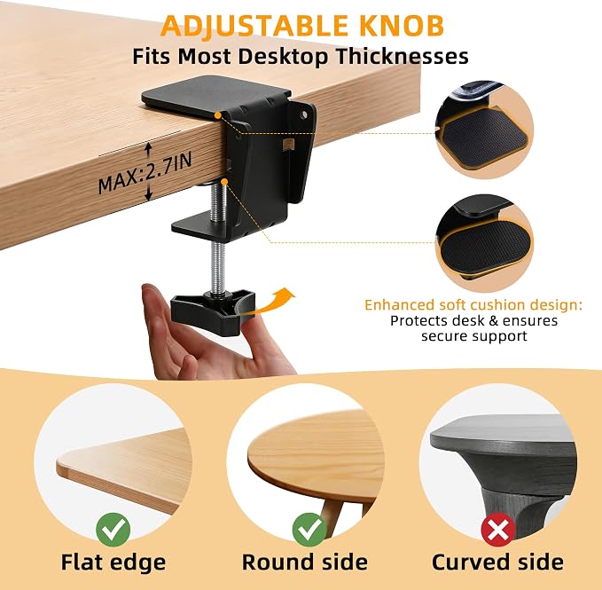 Cat Desk Bed - 2-in-1 Cat Hammock for Desk with Cooling Ice Silk & Premium Faux Rabbit Fur, 180° Foldable Space-Saving Cat Bed, Heavy Duty Anti-Tilting Clamp Holds Up to 40 lbs, Washable & Reversible - Image 7