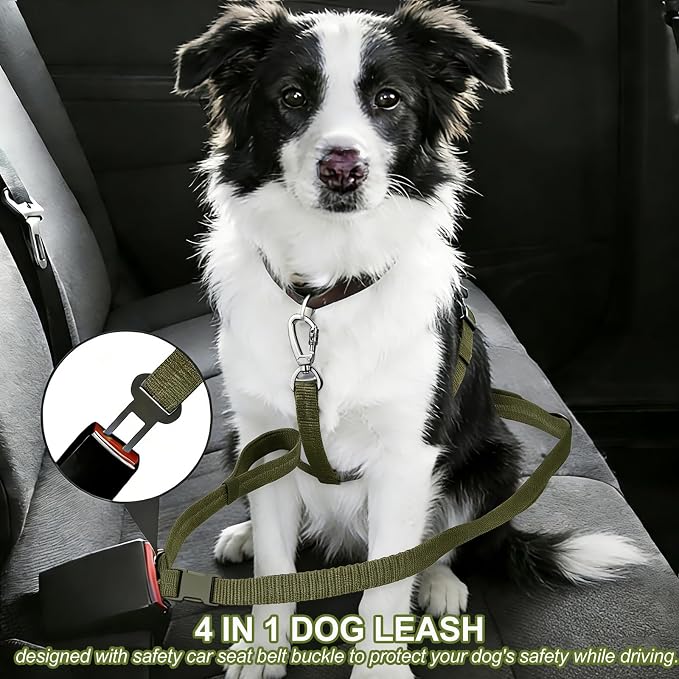 Dog Leash Heavy Duty, 4-6FT Bungee Leash Reflective Car Seat Belt for Dogs | Strong Shock Absorbing Tactical with 2 Padded Handles, Dog Tug Lead for L XL Dogs Walking Running Training | Olive Drab - Image 6