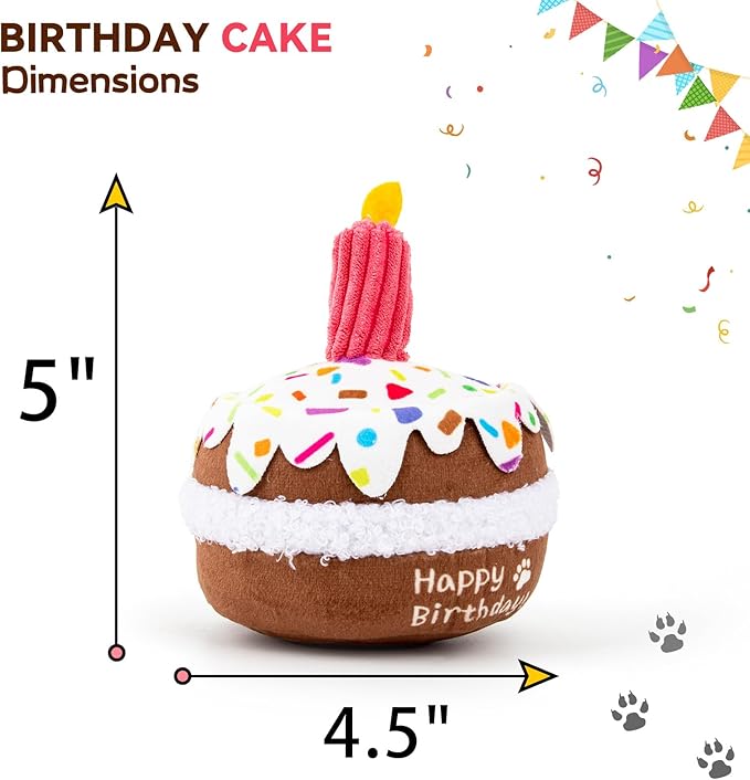 lilfrd Dog Birthday Toy, Birthday Cake Toys for Puppy Gifts, Squeaky Plush Dog Toys | Perfect for Birthday Party, Interactive Play, Suitable for Small Medium Breed Dogs - Image 4