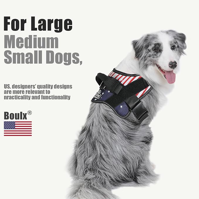 Dog Harness, No-Pull Reflective Dog Vest, Breathable Adjustable Pet Harness with Handle for Outdoor Walking - No More Pulling, Tugging or Choking (Flag, X-Large) - Image 4