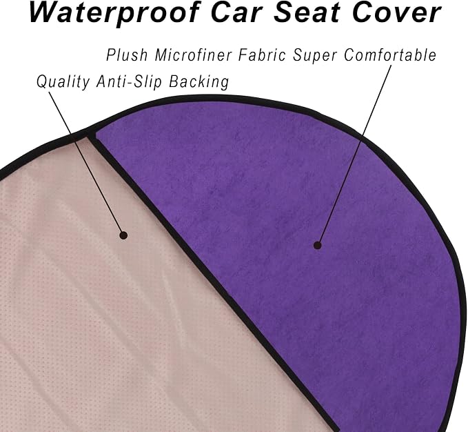 Car Seat Cover Protector Front Seats,for Gym Workout,Running,Swimming,Beach and Hiking,Waterproof Sweat Towel Bucket Seat Covers for Cars SUV Trucks (Purple, 2Pcs) - Image 5