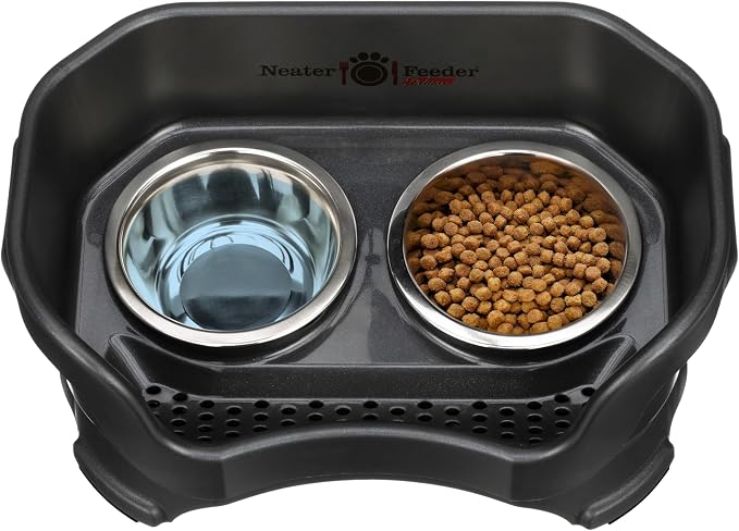 Neater Pet Brands Neater Feeder Deluxe Mess Proof Cat Bowls Elevated, Made in USA, No Spill Raised Bowls for Indoor Cats, Stainless Steel Food and Water Bowl Set, Pet Dish Feeding Station, Black - Image 9