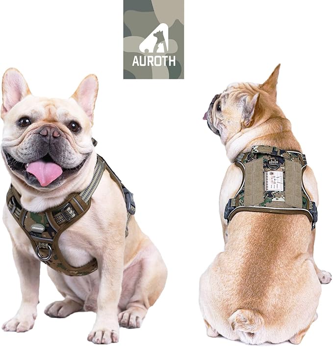 AUROTH Tactical Dog Harness for Small Medium Dogs No Pull Adjustable Pet Harness Reflective K9 Working Training Easy Control Pet Vest Military Service Dog Harnesses Woodland Camo S - Image 2