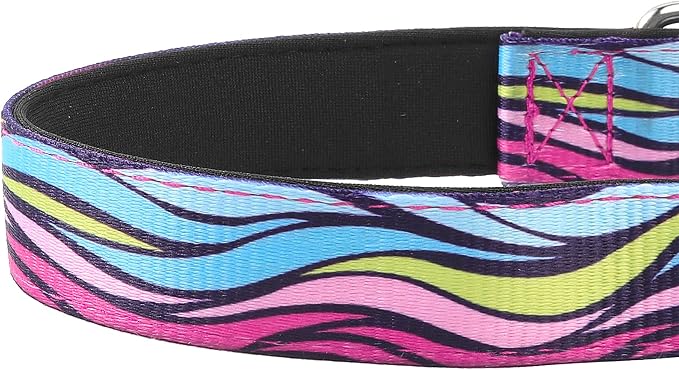 Reflective Dog Collar, Adjustable Neoprene Padded,Colorful Wave Pattern,S | Breathable Nylon for Small Dogs,Tear-Resistant Webbing,Chafe‑Free on Walks and Hikes,Metal D-Ring,Night Safety - Image 5