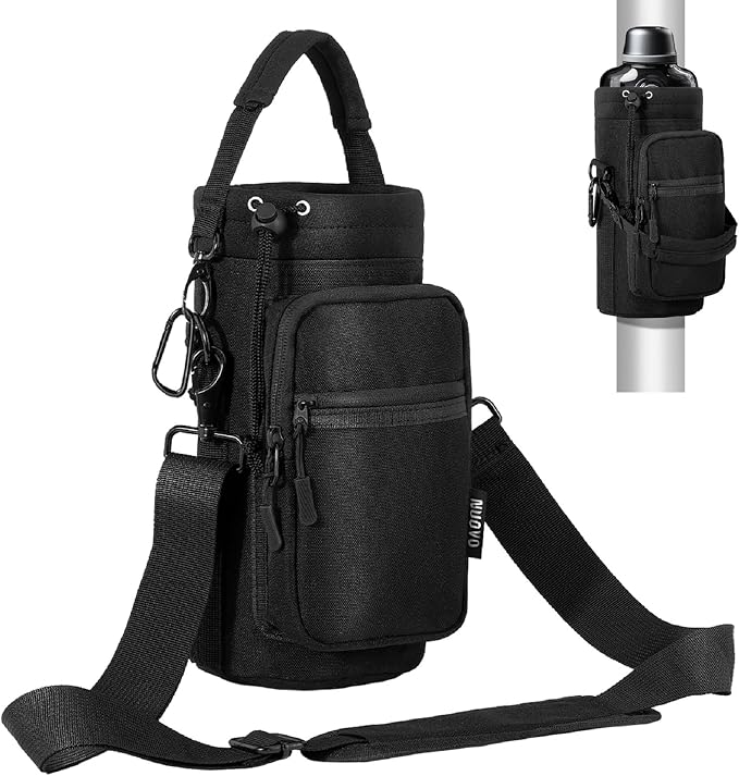 Nuovoware Magnetic Gym Bag, 40oz, Water Bottle Carrier Holder, Black | Adjustable Shoulder Strap, Magnets Magnetic Gym Bag, Bottle Pouch Sling, 2 Pocket, Neoprene Organizer Sleeve by NUOVOWARE