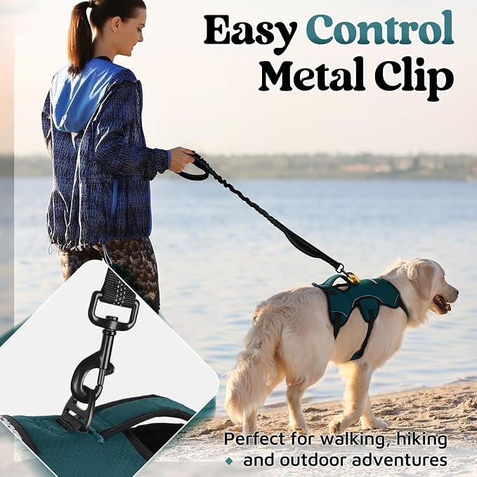 rabbitgoo Escape Proof Dog Harness for Large, No Pull with Lift Handle | No Escape, Full Soft Padded, Reflective Adjustable Vest, Leash Clip for Walking Hiking Training, Dark Green, Large - Image 5