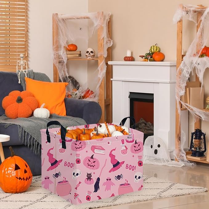 Halloween Ghost thriller basket,Empty Halloween basket,Horror and thriller decor,Trick or Treat Box for Boys and Girls,Horror decor(Pink pumpkin) - Image 4