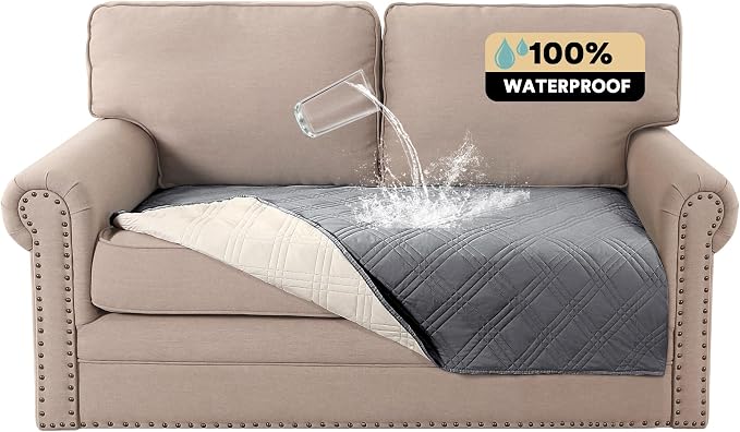 PrinceDeco Waterproof Couch Covers for Pets Thick Dog Blanket 40x48 Inch Non-Slip Pet Bed Cover Protect Furniture Couch Sofa Car Outdoor for Puppy Cat Kids,Grey by PrinceDeco