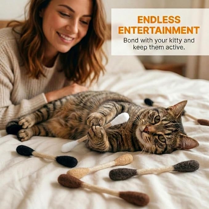 Glaciart One Swabs Cat Toys with Catnip - 6 Pk | Durable for Chew, Cute Cat Toys Interactive Kitty for Boredom, Exercise, & Play | Filled w/Organic Catnip for Anxiety & as Digestive Aid | Gift Idea - Image 5