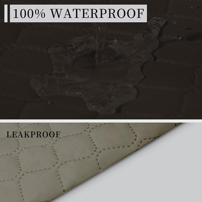 ISSUNTEX Double Protection 100% Waterproof Recliner Covers for Living Room, Reversible Furniture Protector Recliner Couch Sofa Slipcover for Dogs, Pets, Kids (Oversized Recliner, Chocolate/Beige) - Image 3