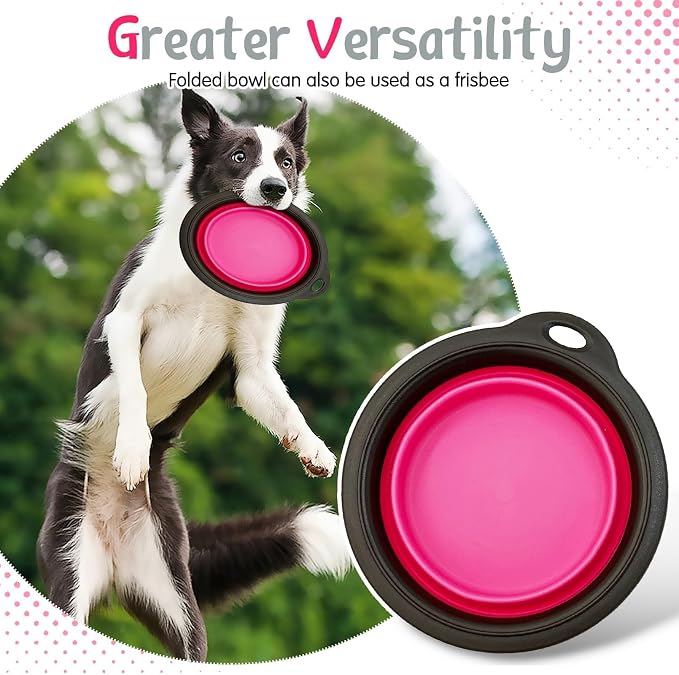 PINVNBY Elevated Dog Bowls Portable Raised Dog Bowl Stand with 2 Collapsible Silicone Food Bowl Non-Slip Travel Bowls for Medium Dogs and Cats (16.9" L x 7.9" W x 5.1" H) - Image 5
