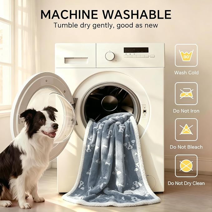 Luciphia Waterproof Dog Blanket Reversible Sherpa Fleece for Large Dogs Cat | Soft Print Pet Blanket Washable Pee Proof, Furniture Protector for Couch Sofa Bed Car, Cozy Throw(85" x 57", Grey) - Image 7