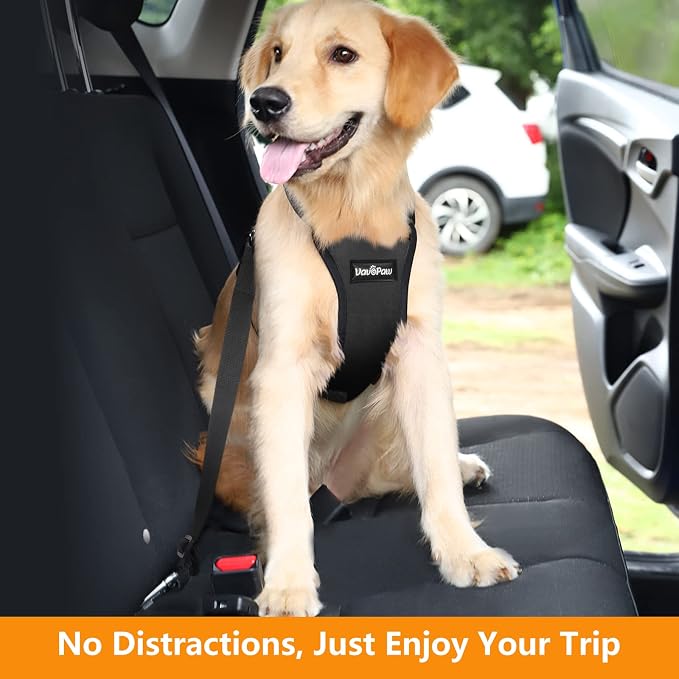 VavoPaw Dog Seat Belt Vest Harness for Car, 2 in 1 Seatbelt Buckle | Soft Breathable Mesh, Adjustable Buckle, Nylon, Heavy Duty Pet Safety Seat Belts for Small Medium Large Pets, Black, XXL - Image 6