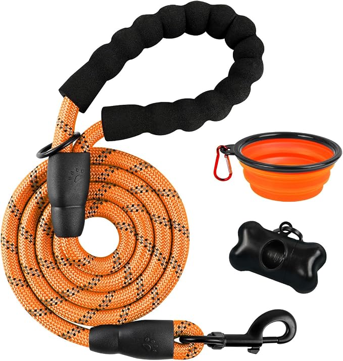 BARKBAY Dog Leashes for Large Dogs Heavy Duty Dog Leash 4/5/6 FT with Comfortable Padded Handle and Highly Reflective Threads for Medium Large Dogs Walking Training Running (5FT-1/2'',Orange) by BARKBAY