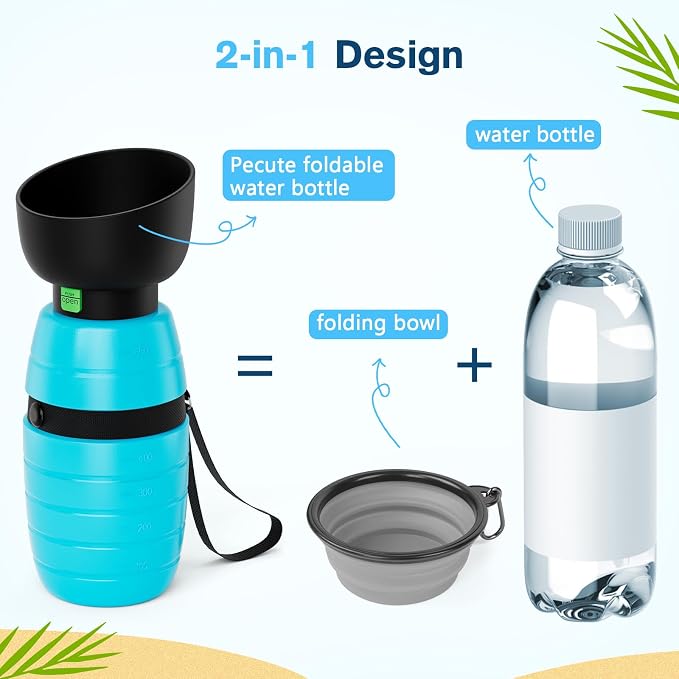 Pecute Portable Dog Water Bottle 29oz, Pet Walking Water Bottle | Dog Travel Water Bottle, Leakproof, Lightweight Dog Water Bottle Dispenser for Outdoor Walks Trips Hikes Travels - Image 2