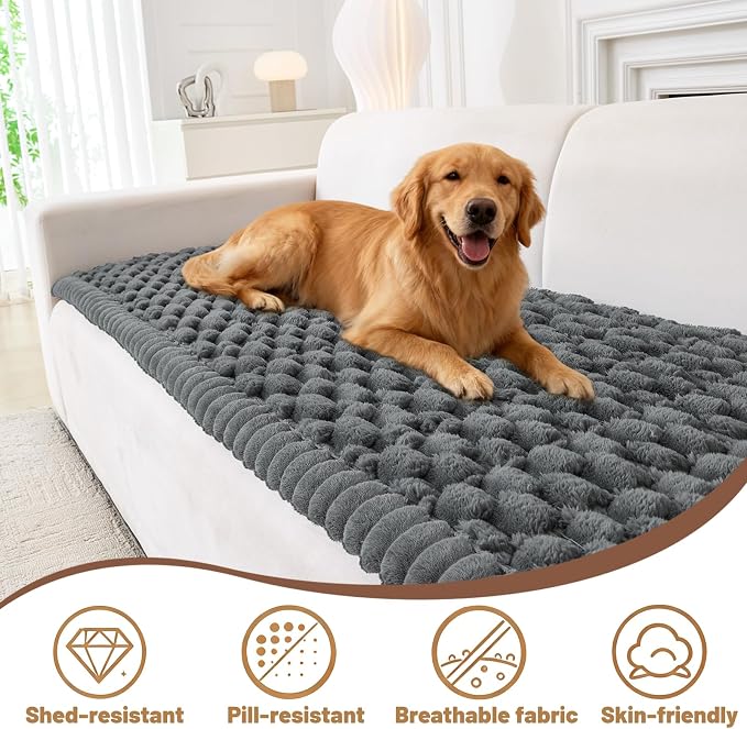 Couch Cover for Dogs Washable, Non Slip Soft Cozy Waterproof Grey | Pet Friendly, Fuzzy Durable Plush Thick Slipcovers for 3 Cushion Sofa Cover Protector Mat Bed Furniture Couches 27.6"x59.06" - Image 2