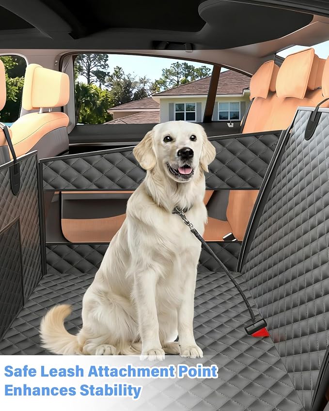 Instraella Dog Car Seat for Large Dogs, Hard Bottom Half Back Seat Extender | For Medium & Large Dogs, Fits Cars, SUVs & Trucks, Waterproof & Non-Slip with Mesh Windows, Leash Slot & Room for a Passenger - Image 3