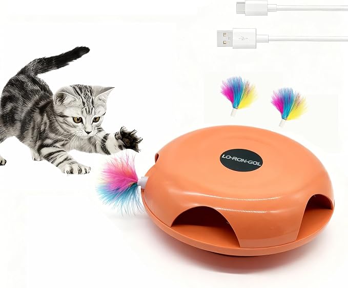 Interactive Whack-a-Mole Cat Toy — Automatic Mushroom Feather Pop-Up Play Toy for Cats, Cognitive Stimulation & Exercise, Durable Pet Entertaining Game (Orange) by Unknown