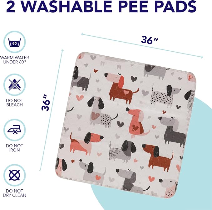 PUPIBOO Washable Pee Pads for Dogs and Cats - Super Absorbent Reusable Puppy Training Pads - 100% Waterproof, Leak-Proof & Non-Slip Whelping Pads for Pet Housebreaking - Image 3