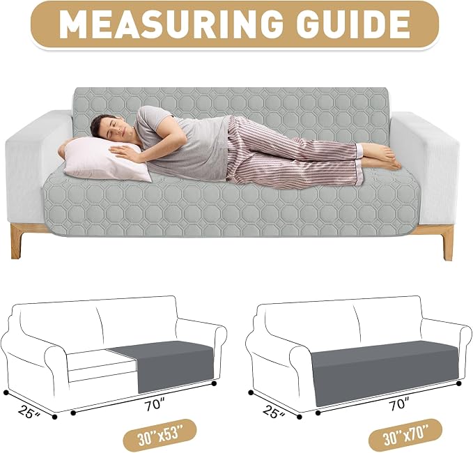 ZNSAYOTX Ultimate Cozy Blankets (30"x70") 100% Waterproof Sofa Mat Blanket for Dog Pets, Bed Couch Protector with Non-Slip Back Washable Durable, Pee Scratch Proof Easy to Clean (Light Grey) - Image 6