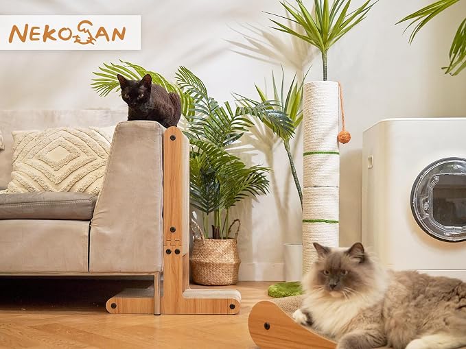Nekosan Cat Scratcher, T-Shaped Cat Scratcher for Indoor Cats, Double-Sided Cat Furniture Protector, 23.6x16.9x9.6 inch Large, Cardboard Cat Scratcher with Ball Cat Toy - Image 6