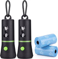 Mudder 2 Pack Dog Poop Bag Holder with Built-in LED Flashlight Black Pet Waste Dispenser for Leash with Clip and 2 Rolls Leak-proof Doggy Waste Bags for Dog Walking by Mudder