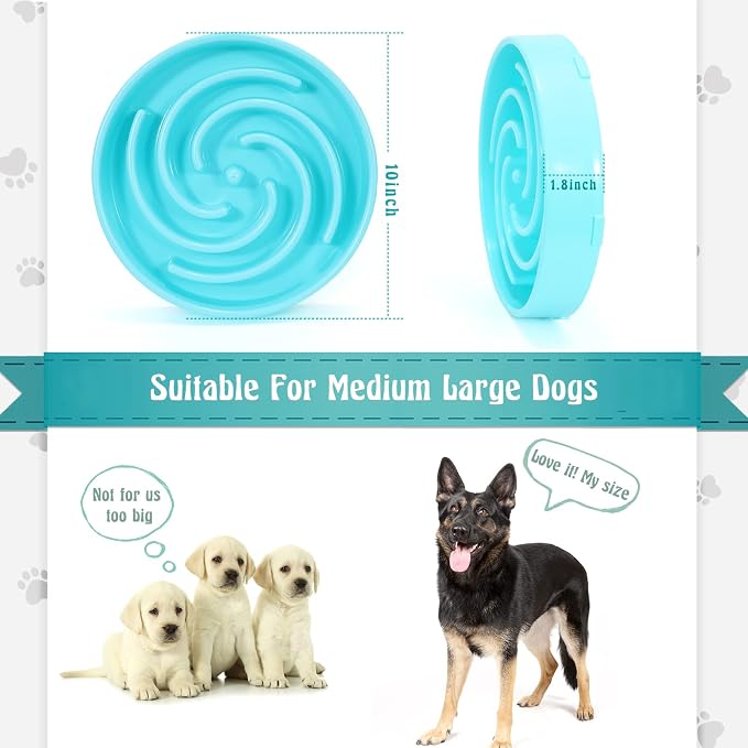 Slow Feeder Large Dog Bowl - Non Slip Maze Puzzle Bowl for Medium Dogs - Blue - Image 5