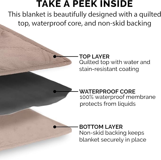 Furhaven Waterproof & Non-Slip King Size Mattress Cover Protector for Dogs & Cats, Washable, For Beds, Couches, & Car Seats - Quilted Twill Blanket Mattress Cover - Brownstone, Jumbo/King Size - Image 7