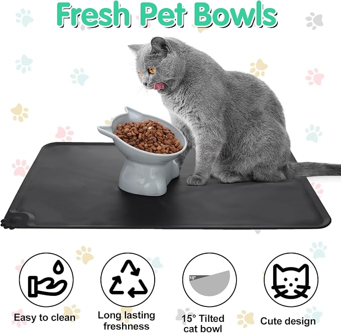 3 Pcs Raised Cat Bowl 15° Elevated Cat Food Bowl Tilted Cats Bowls | Anti Vomiting Cats Dishes Pet Food and Water Bowls for Indoor Cats and Small Dogs - Image 4